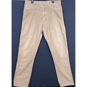ERMENEGILDO ZEGNA Men' 38W 34L Corduroy 5 Pocket Pants Tan Brown Made in Romania